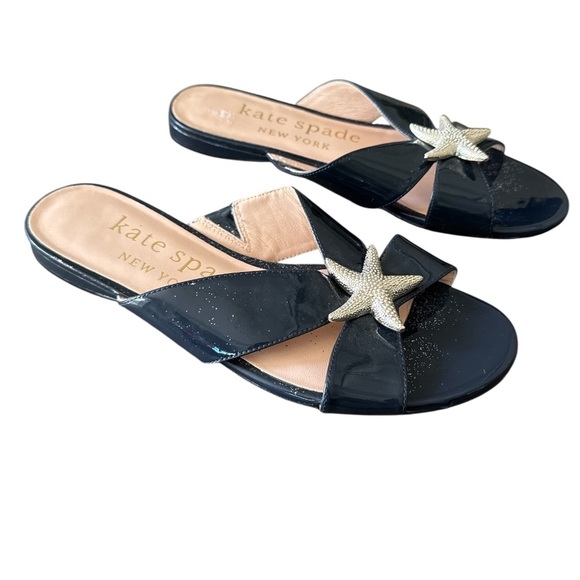 Kate Spade Under The Sea Blazer Blue Silver Starfish Slide Sandals Size 7 - Picture 3 of 11